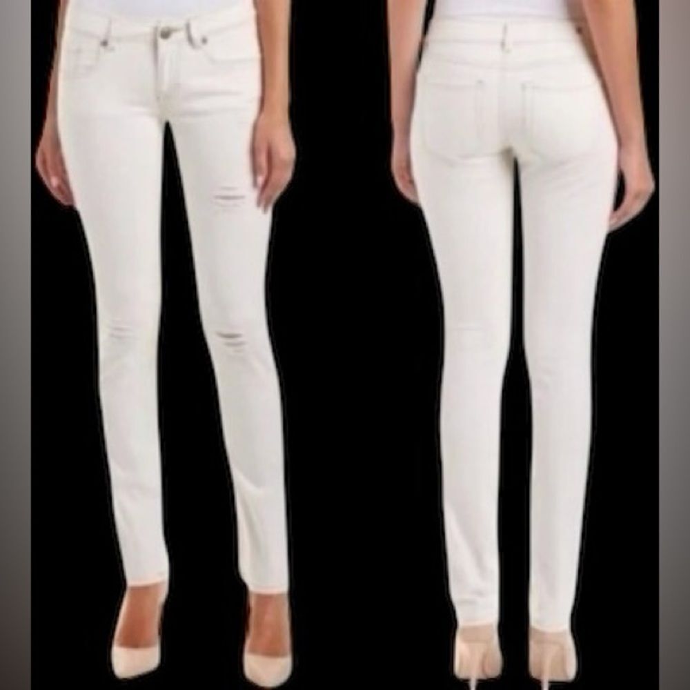 CAbi | CAbi distressed slim boyfriend jeans Antique white destructed NWT size 2